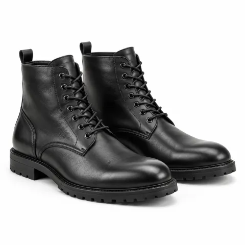 Black lace-up boots